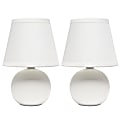 Creekwood Home Nauru Petite Ceramic Orb Base Table Lamp, 8-11/16"H, White Shades/White Bases, Set Of 2 1 thumbnail image