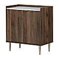 South Shore Maliza 29"W Storage Cabinet, Natural Walnut/Faux Carrara Marble