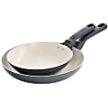 Spice by Tia Mowry Savory Saffron 2-Piece Ceramic Non-Stick Aluminum Frying Pan Set, Gray