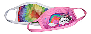 Washable Kids Face Masks, Unicorn And Tie-Dye Print, Pack Of 2 1 thumbnail image