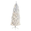 Nearly Natural Slim Artificial Christmas Tree, 6', White