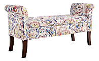 Linon Ellen Lift-Top Storage Bench, 26"H x 52-1/2"W x 18"D, Paisley/Dark Walnut 1 thumbnail image