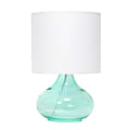 Simple Designs Glass Raindrop Table Lamp, 13-3/4"H, White Shade/Aqua Base 1 thumbnail image