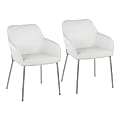 LumiSource Daniella Contemporary Dining Chairs, White/Chrome, Set Of 2 Chairs