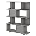 kathy ireland® Home by Bush Furniture Madison Avenue 63"H 4-Shelf Geometric Etagere Bookcase With Doors, Modern Gray, Standard Delivery