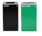 Alpine Industries Stainless-Steel Open Top Mixed Recycling And Trash Can Set With Square And Mixed Lids, 29 Gallons, , Black/Green - ALP4450-BLK-KIT12 1 thumbnail image