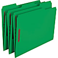 Smead® Color Reinforced Tab Fastener Folders, Letter Size, 1/3 Cut, Green, Pack Of 50