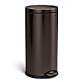 simplehuman® Round Steel Step Trash Can, 9.25 Gallons, Dark Bronze