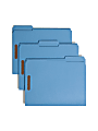 Smead® Color Reinforced Tab Fastener Folders, Letter Size, 1/3 Cut, Blue, Pack Of 50