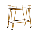 Linon April 2-Shelf Iron Bar Cart, 31-3/4"H x 30"W x 30"D, Gold
