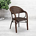 Flash Furniture Lila Rattan Restaurant Patio Chairs With 9-Tier Stacking Capacity, Bark Brown Rattan/Bamboo, Set Of 3 Chairs 1 thumbnail image