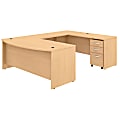 Bush Business Furniture Studio C U-Shaped Desk With Mobile File Cabinet, 72"W x 36"D, Natural Maple, Standard Delivery