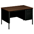HON® Metro Classic Series Right-Pedestal Desk, 29 1/2"H x 48"W x 30"D, Black/Walnut
