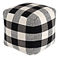Anji Mountain Chinese Checks Pouf Ottoman, Ivory/Black 1 thumbnail image