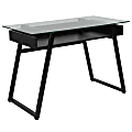 Flash Furniture 43"W Glass And Metal Computer Desk, Clear/Black