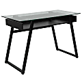 Flash Furniture 43"W Glass And Metal Computer Desk, Clear/Black 1 thumbnail image
