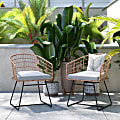 Flash Furniture Devon Indoor/Outdoor Patio Boho Club Chairs With Sled Base, Light Gray/Natural, Set Of 2 Chairs 1 thumbnail image