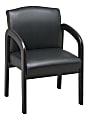 Lorell® Deluxe Bonded Leather Guest Chair, Black/Espresso Frame