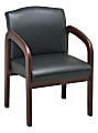 Lorell® Deluxe Bonded Leather Guest Chair, Black/Cherry Frame