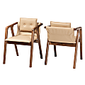 Baxton Studio Marcena Dining Chairs, Beige/Walnut Brown, Set Of 2 Chairs
