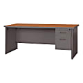 Lorell® 67000 Series Single-Pedestal Desk, 29"H x 66"W x 30"D, Cherry/Charcoal