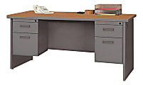 Lorell® 67000 Series Double-Pedestal Desk, 29"H x 66"W x 30"D, Cherry/Charcoal