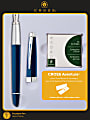 Cross® Aventura Fountain Pen, Medium Point, 0.43 mm, Blue/Chrome Barrel, Black Ink