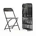 Flash Furniture Hercules Series Plastic Folding Chairs, Black, Set Of 6 Chairs