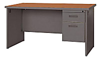 Lorell® 67000 Series Single-Pedestal Desk, 29"H x 48"W x 30"D, Cherry/Charcoal