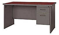 Lorell® 67000 Series Single-Pedestal Desk, 29"H x 48"W x 30"D, Mahogany/Charcoal