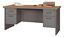 Lorell® 67000 Series Double-Pedestal Credenza, 29"H x 72"W x 24"D, Cherry/Charcoal