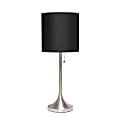 Simple Designs Tapered Table Lamp, 21"H, Black Shade/Brushed Nickel Base