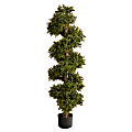 Nearly Natural Boxwood Spiral Topiary 46”H Artificial Tree With Planter, 46”H x 9”W x 9”D, Green/Black 1 thumbnail image