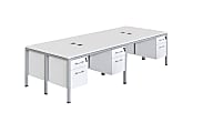 Boss Office Products Simple Systems Workstation Quad Desks With 4 Pedestals, 24”H x 66”W x 29-1/2”D, White 1 thumbnail image