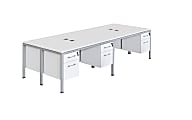 Boss Office Products Simple Systems Workstation Quad Desks With 4 Pedestals, 24”H x 66”W x 29-1/2”D, White