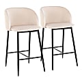 LumiSource Fran Pleated Fixed-Height Counter Stools, Waves, White/Black, Set Of 2 Stools 1 thumbnail image