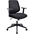 LYS Mid-Back Task Chair - Fabric Seat - Mid Back - 5-star Base - Black - Armrest - 1 Each