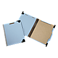 SKILCRAFT® Hanging File Folders With 4-Section Fastener, 1" Capacity, Letter Size, 60% Recycled, Light Blue, Box Of 10 (AbilityOne 7530-01-372-3102)