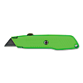 Interlock® High Viz Retractable Utility Knife, 5-7/8 in L, Carbon Steel, Green