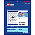 Avery® Permanent Labels With Sure Feed®, 94219-CMF10, Rectangle, 1" x 1-1/2", Matte Clear, Pack Of 320 1 thumbnail image