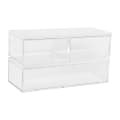 Martha Stewart Brody Plastic Storage Organizer Bins With Lids, 2"H x 3"W x 7-1/2"D, Clear/White, Set Of 3 Bins