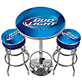 Trademark Global Ultimate Game Room Bud Light Pub Table With 2 Bar Stools, Blue/Chrome