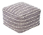 Anji Mountain Georgette Pouf Ottoman, Gray/Ivory