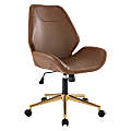 Office Star™ Reseda Ergonomic Faux Leather Mid-Back Office Chair, Saddle/Gold