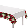 Amscan Christmas Poinsettia Plastic Table Covers, 54" x 84", Red, Pack Of 6 Table Covers
