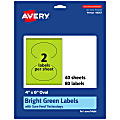 Avery® Print-To-The-Edge Labels With Sure Feed® Technology, 94057-BGP40, Oval, 4" x 6", Matte Bright Green, Pack of 80