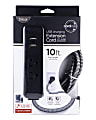 Cordinate 4-Outlet 16-Gauge USB Extension Cord With Surge Protection, 10', Black/White