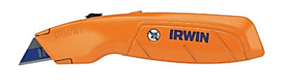 Hi-Vis Retractable Knife, 6 1/2 in, Bi Metal Blade, Cast Aluminum, Orange