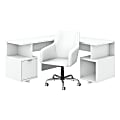 kathy ireland® Home by Bush Furniture Madison Avenue 60"W L-Shaped Desk And Chair Set, Pure White, Standard Delivery 1 thumbnail image