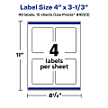 Avery® Glossy Permanent Labels With Sure Feed®, 94223-CGF10, Rectangle, 4" x 3-1/3", Clear, Pack Of 40